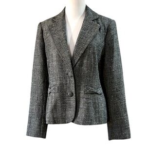 VINTAGE CATO HERRINGBONE TWEED FITTED BLAZER JACKET GRAY SIZE 14 NEW WITH TAGS
